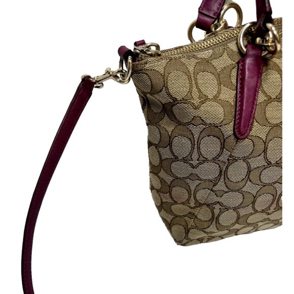 COACH "Kelsey" Handbag Purse Khaki/Dahlia #F36625,As Is staining /discolouration - Picture 5 of 16